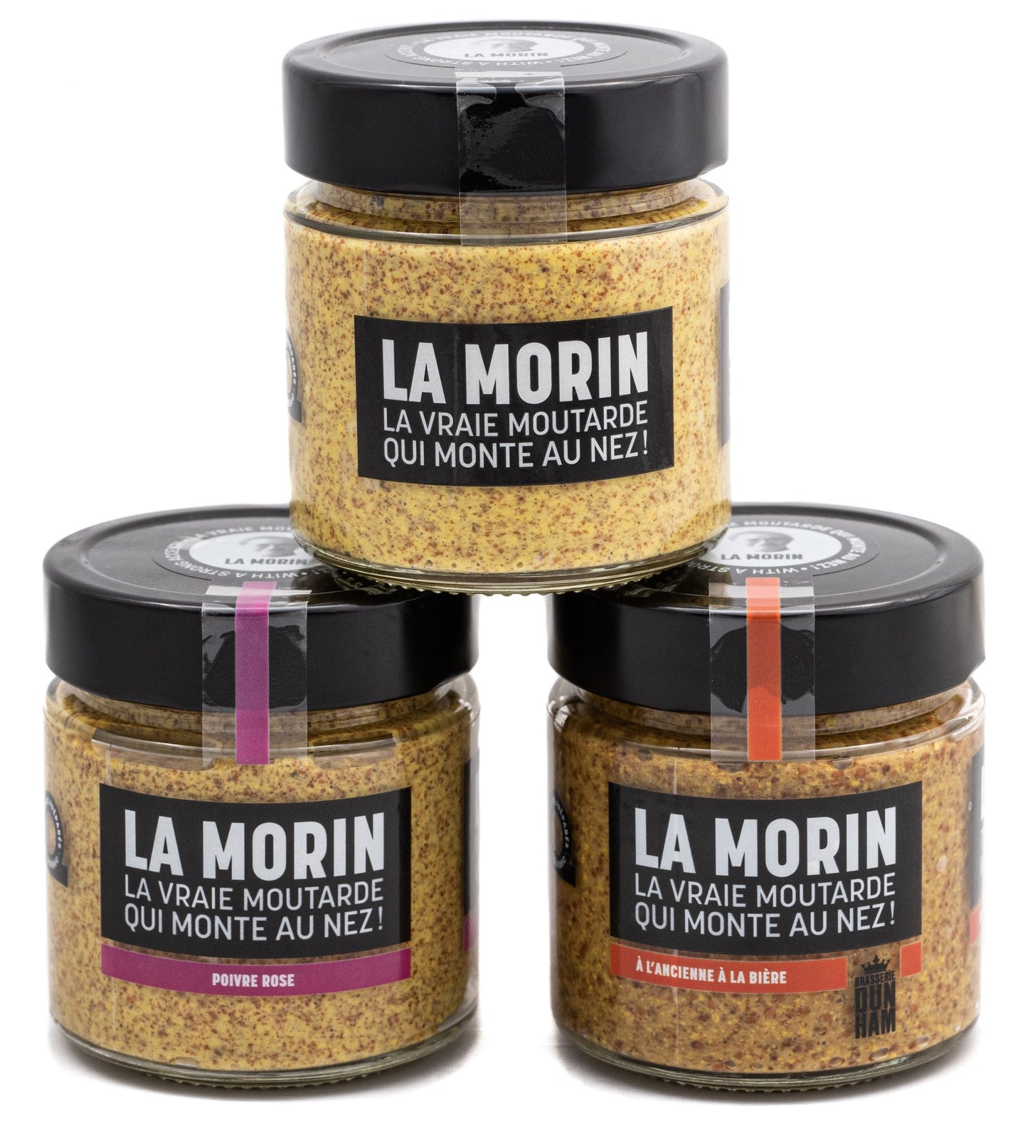 Trio de moutardes La Morin (originale + poivre rose + bière a l'ancienne)