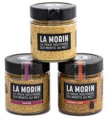 Trio de moutardes La Morin (originale + poivre rose + bière a l'ancienne)